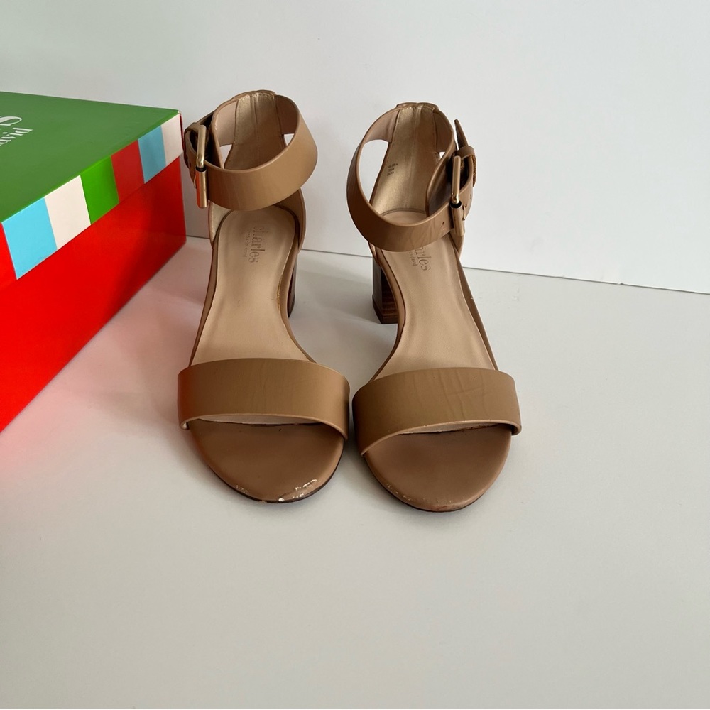 Block heeled sandals open toed nude Charles David 6M